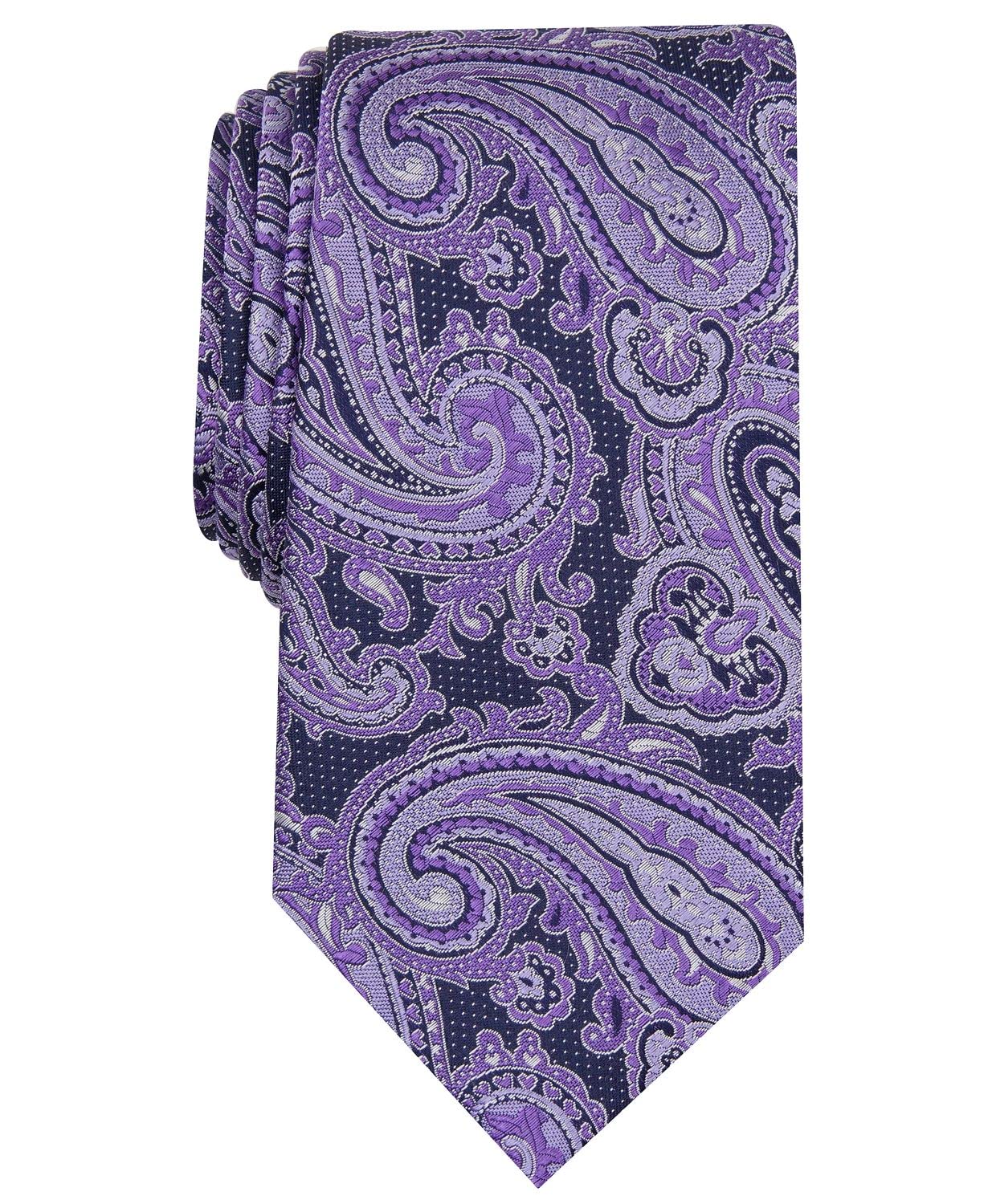 TASSO ELBA Mens Purple Paisley Classic Neck Tie