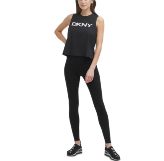DKNY Sport Women's Cotton Logo Tank Top (X-Large, Black)