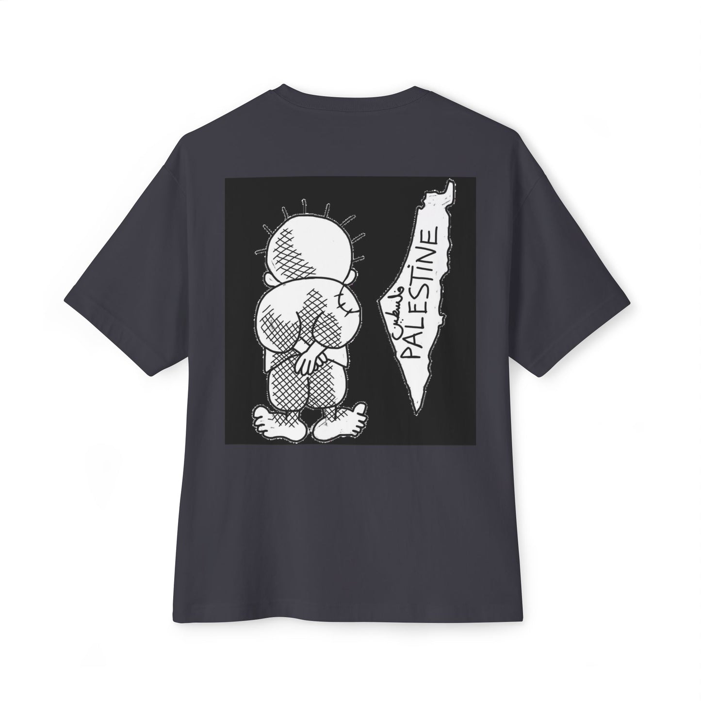 Unisex Oversized Boxy Tee with Palestine Design, Casual Streetwear, Comfortable Everyday Wear, Unique Graphic Tee, Gift for Activists