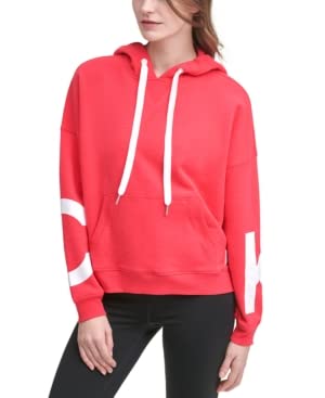 Calvin Klein Performance Jumbo-Logo Fleece Hoodie-XX-Large Blood Orange