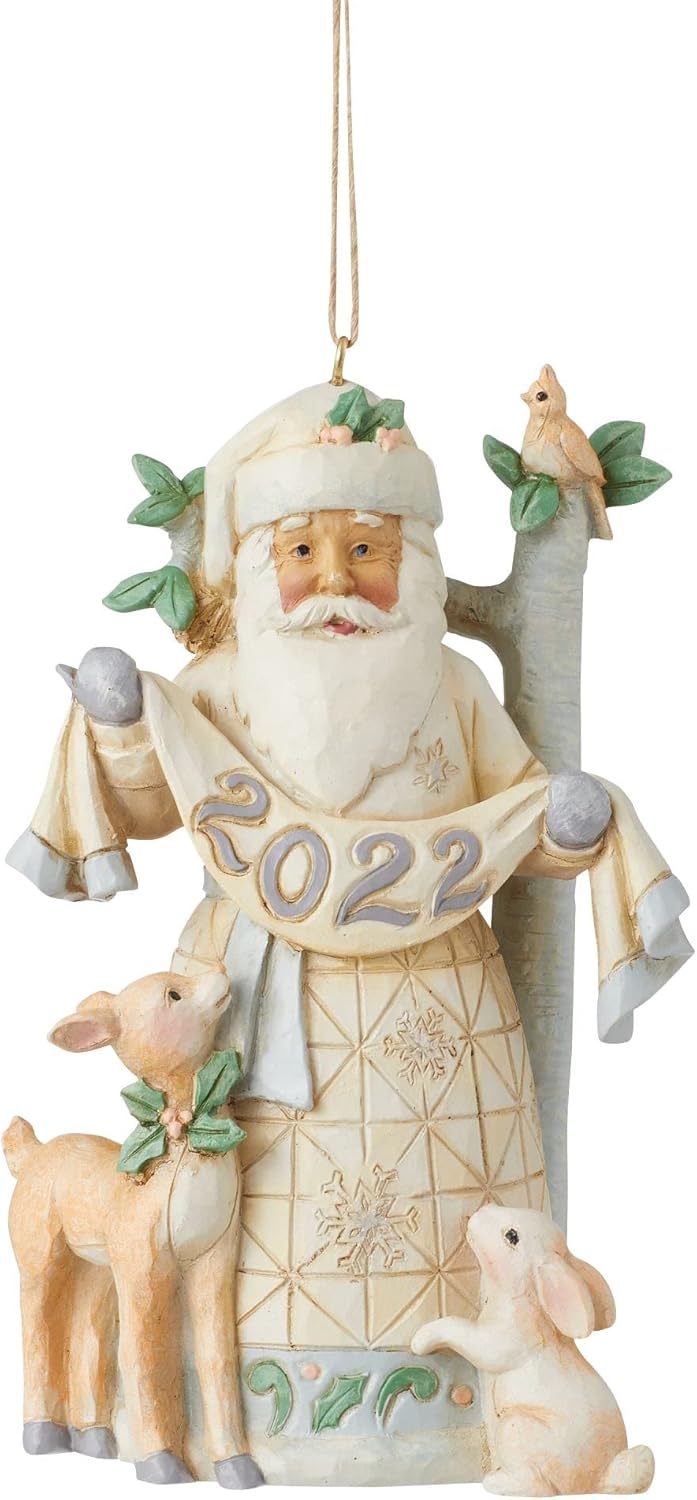 Enesco Jim Shore Heartwood Creek Woodland 2022 Santa Ornament, Hanging Ornament, 4.5 inch-Height,Christmas