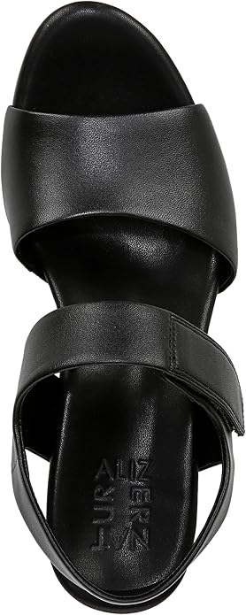 Naturalizer Womens Imani Wedge Sandal Black Leather 11 M