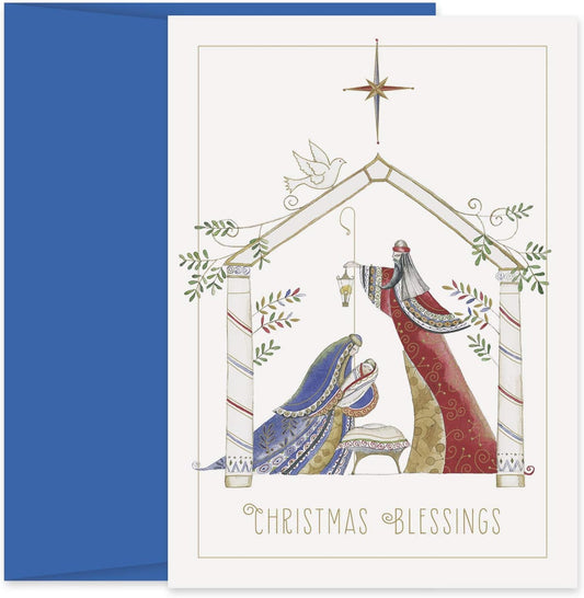 Holiday Collection 18-Count Petite Boxed Christmas Cards with Envelopes, 4" x 6", Contemporary Manger (890800A)