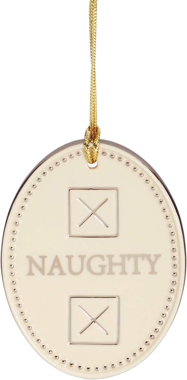 Lenox Naughty Or Nice Ornament, 0.20 LB, Ivory