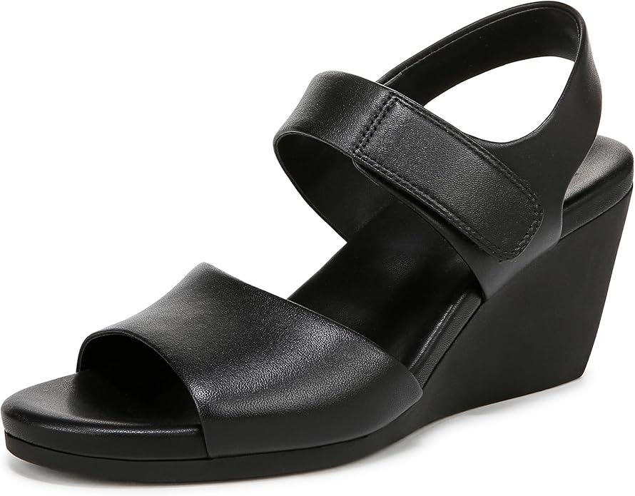 Naturalizer Womens Imani Wedge Sandal Black Leather 11 M