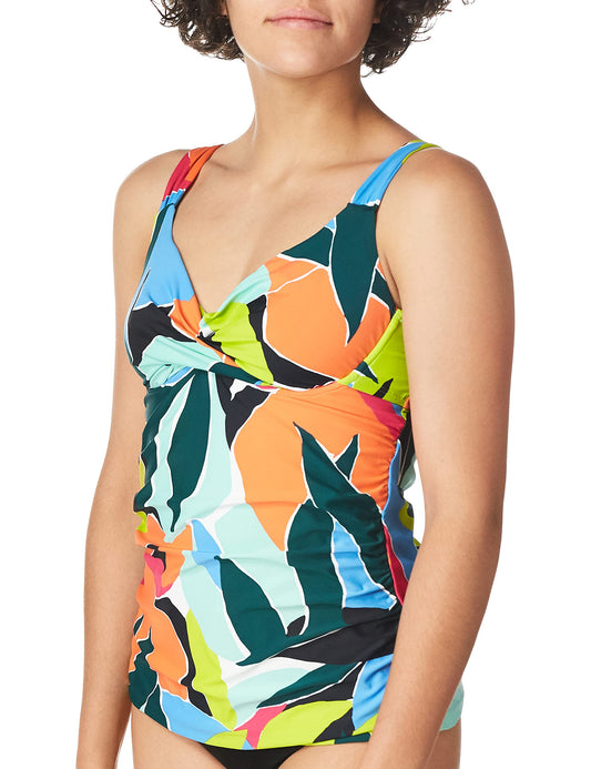 Anne Cole Women's Standard Underwire Tankini, Multi Print, 34D/32DD