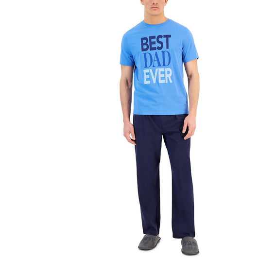 Club Room Mens Best Dad Ever Graphic Knit Pajama Gift Set Blue L