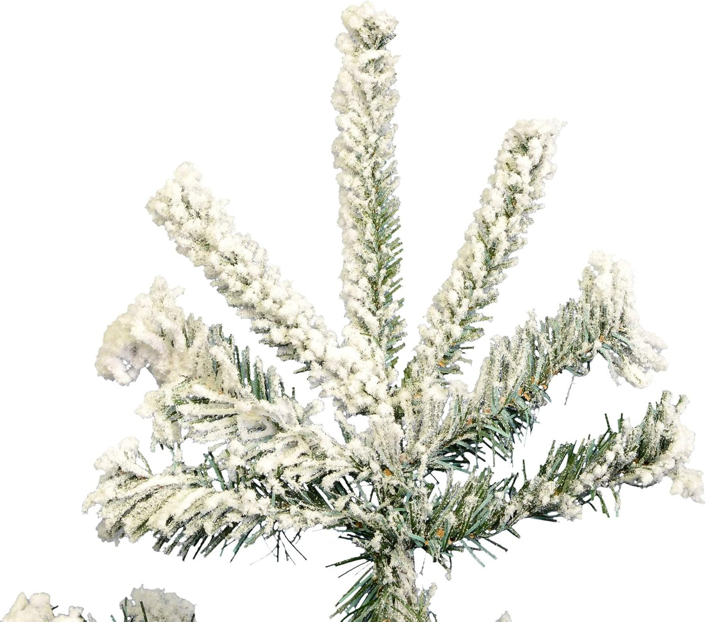 Vickerman 6.5' Flocked Sierra Fir Slim Artificial Christmas Tree, Unlit - Snow Covered Faux Tree - Seasonal Indoor Home Decor- 886 PVC Tips - Tree Stand Included