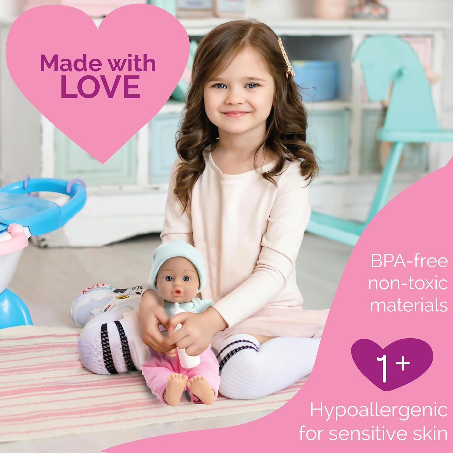 Adora Sweet Baby - 11” Soft & Cuddly Baby Doll, Realistic Features, Gentle Scent, Machine Washable, Lightweight & Easy to Hold | Adorable Playmate (Girl Dino)