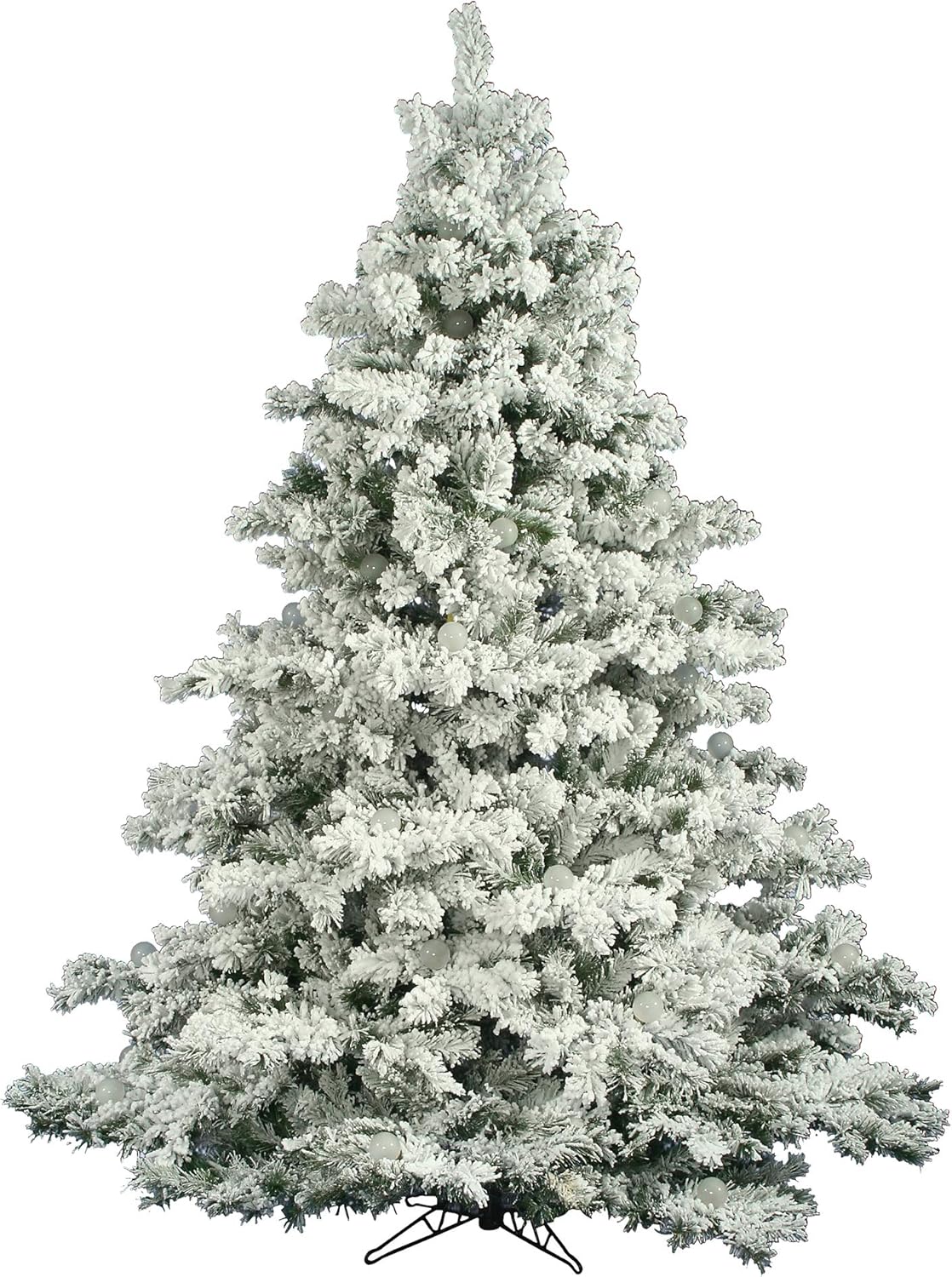 Vickerman Artificial 6.5' X 62" Indoor Flocked Alaskan Pine Christmas Tree - 1045 PVC Tips - Metal Tree Stand Included - Faux Christmas Tree