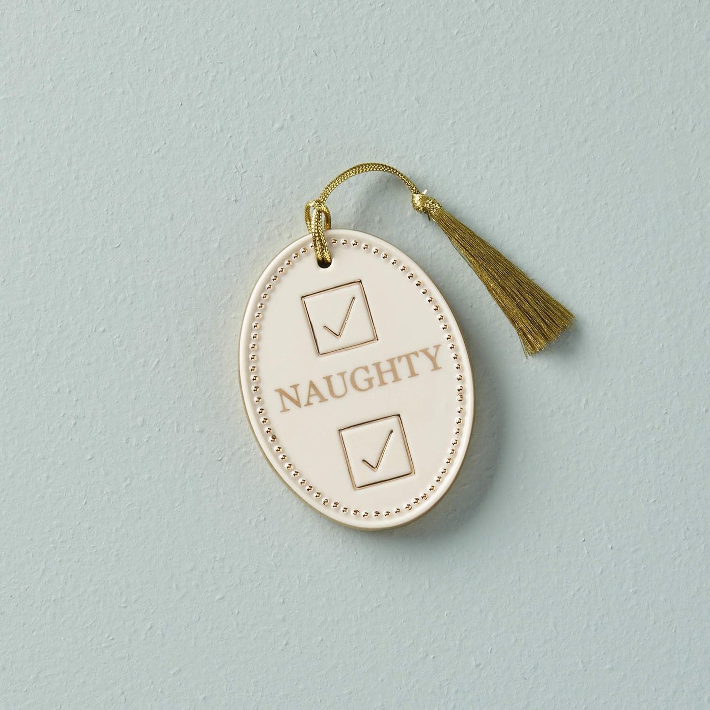 Lenox Naughty Or Nice Ornament, 0.20 LB, Ivory