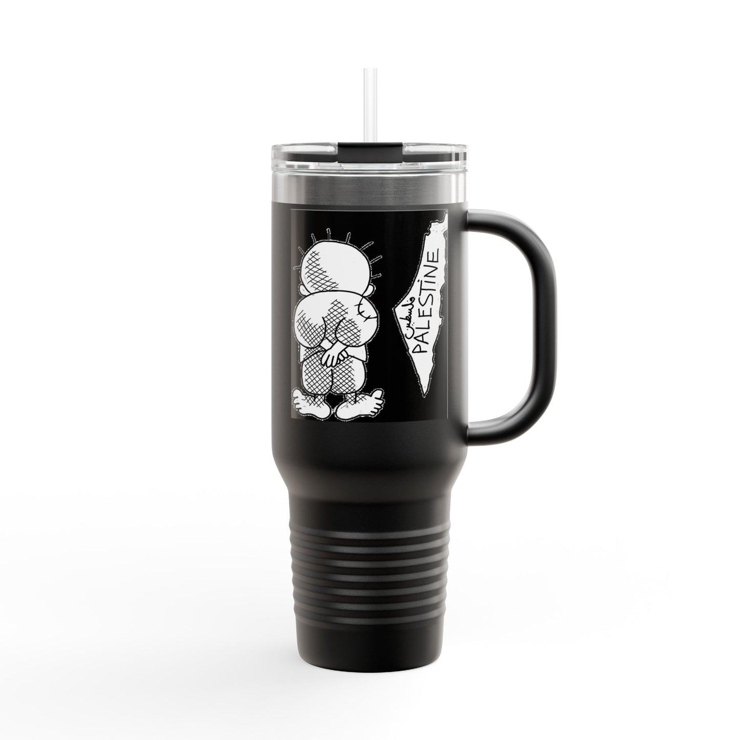 Handala and Historic Palestine Map Resistance Travel Mug (40oz)