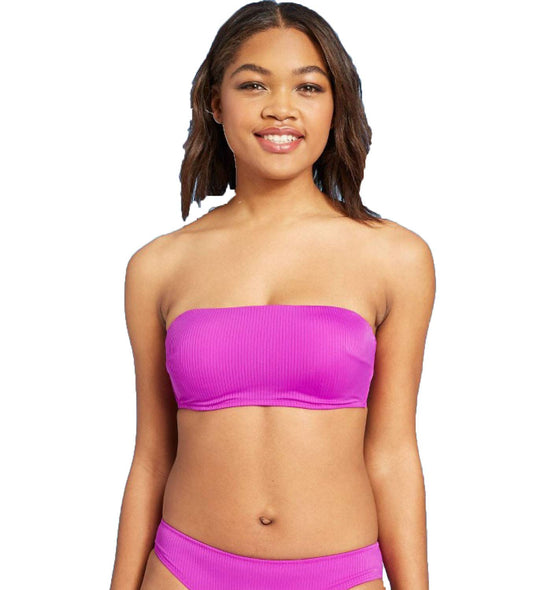 Shade & Shore Women's Ribbed Bandeau Bikini Top - Lotus Purple - (34B)