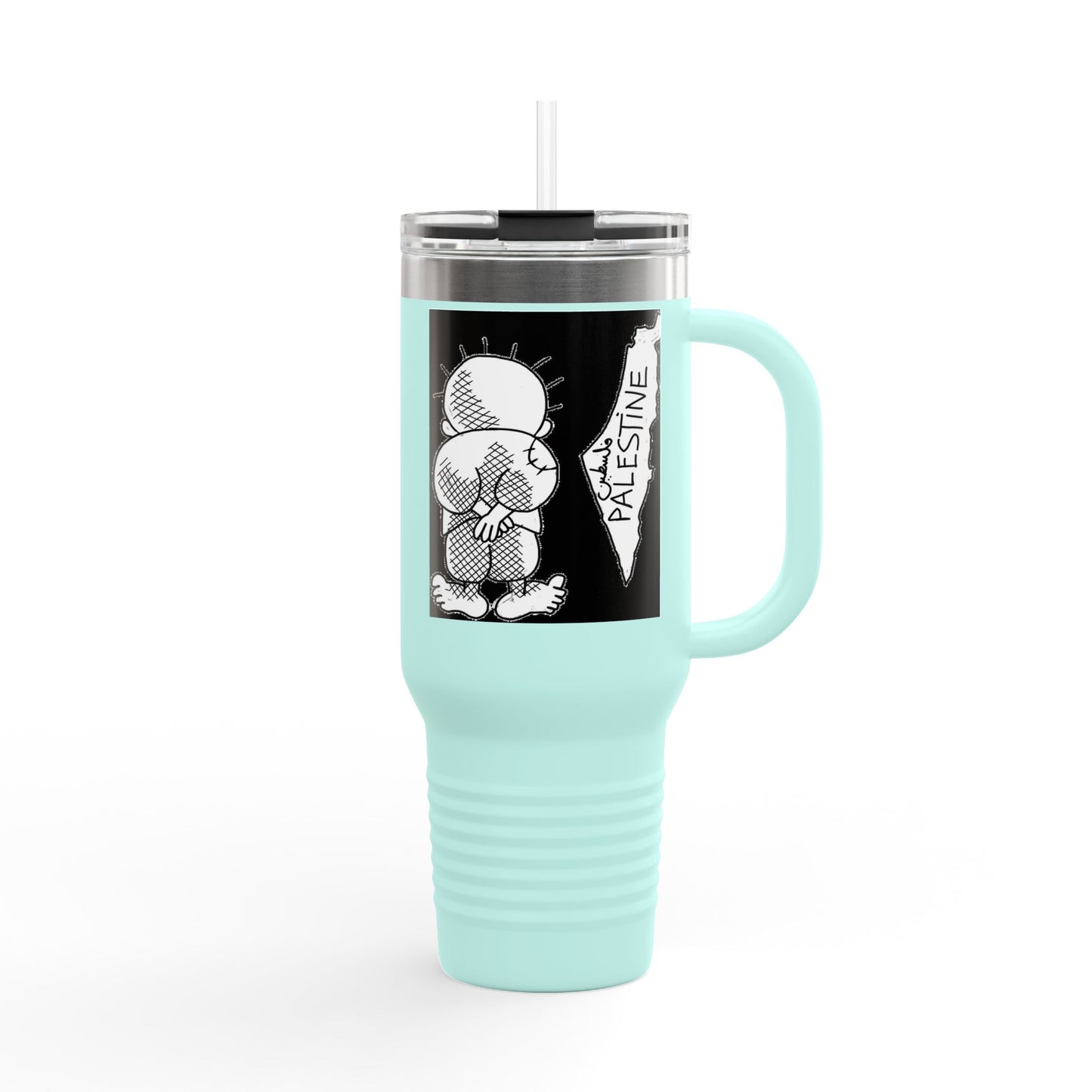 Handala and Historic Palestine Map Resistance Travel Mug (40oz)