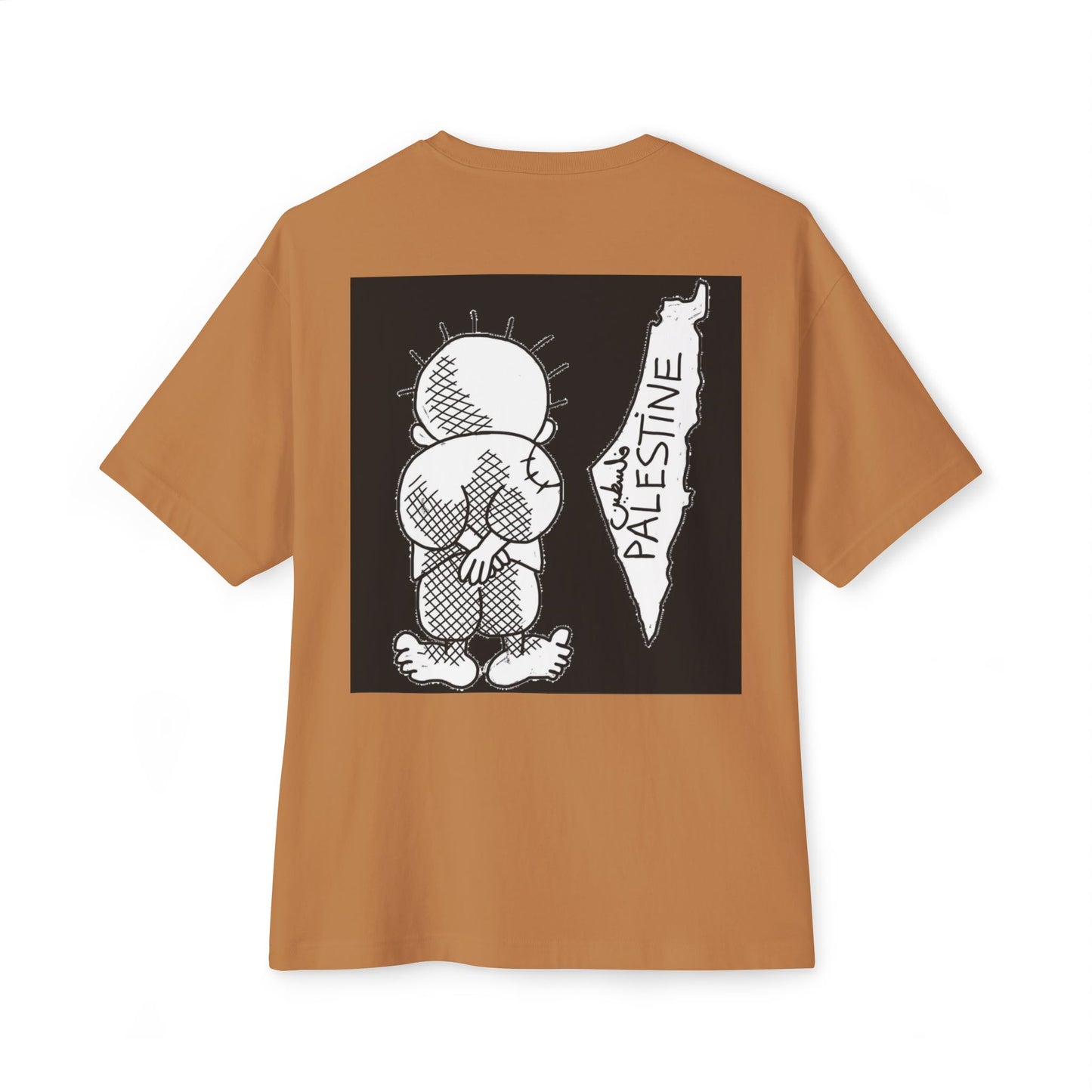 Unisex Oversized Boxy Tee with Palestine Design, Casual Streetwear, Comfortable Everyday Wear, Unique Graphic Tee, Gift for Activists