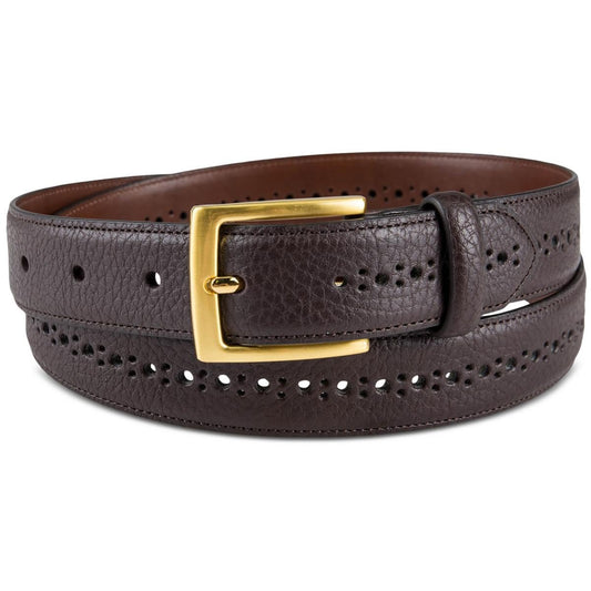 Club Room Mens Faux Leather Brogue Casual Belt Brown XL