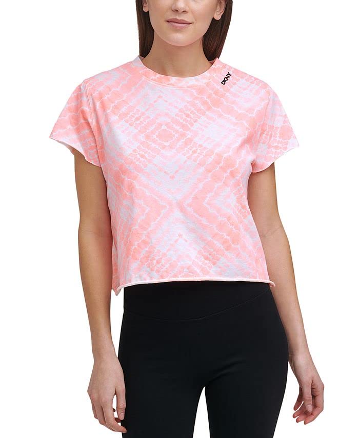DKNY Sport Women's Shibori Print Cotton Top (X-Large, Atomic)