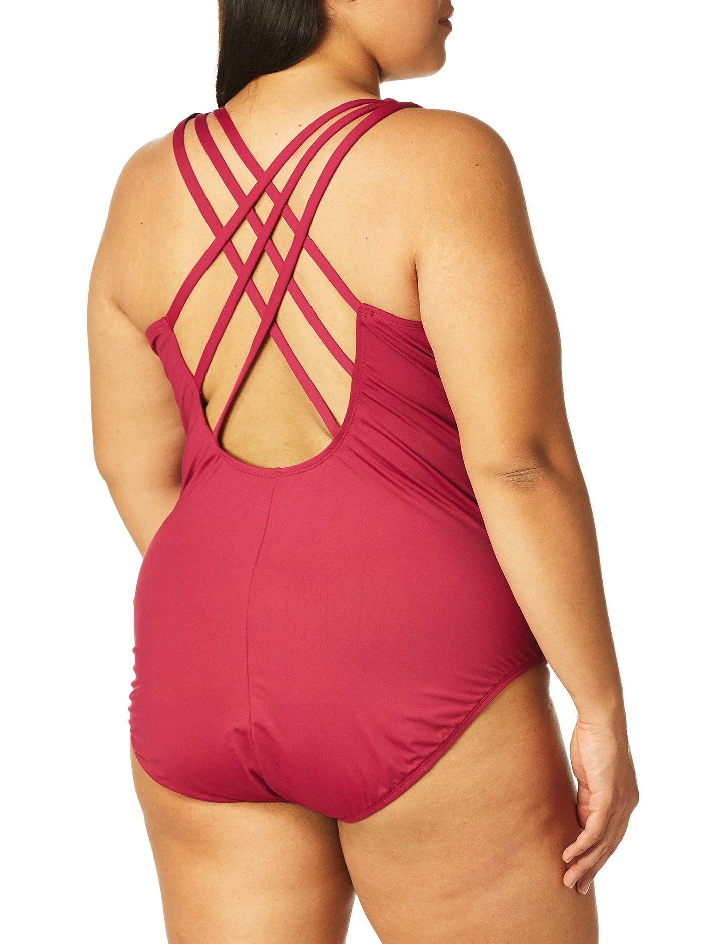 La Blanca Women's One Piece Swimsuit Multi Strap Cross Back Tummy Control Island Goddess