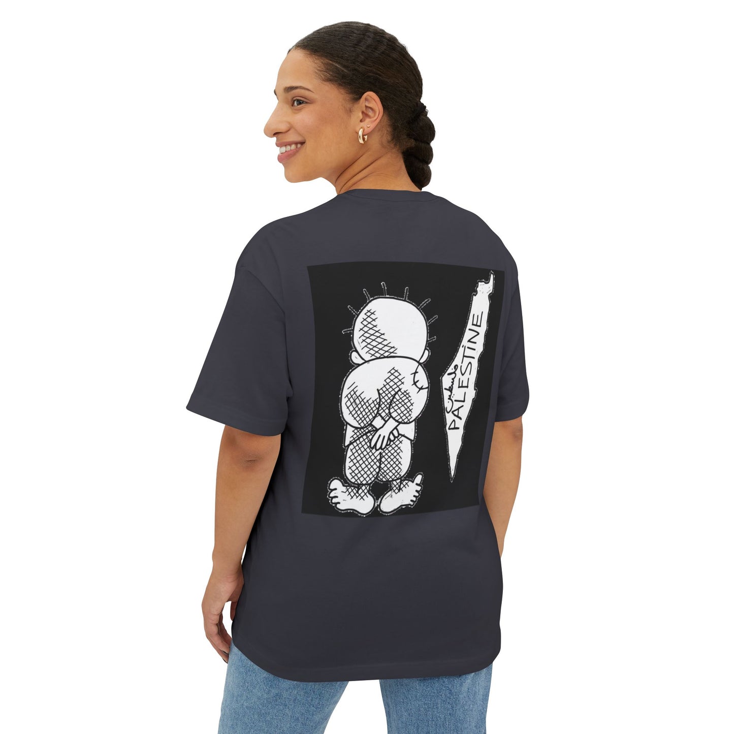 Unisex Oversized Boxy Tee with Palestine Design, Casual Streetwear, Comfortable Everyday Wear, Unique Graphic Tee, Gift for Activists