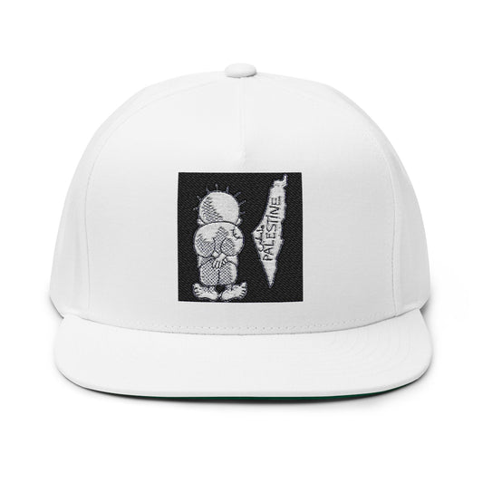 Flat Bill Cap (Embroidery) Handala & Historic Palestine Map Embroidered Hat, Palestinian Resistance Statement Cap, Political Protest,