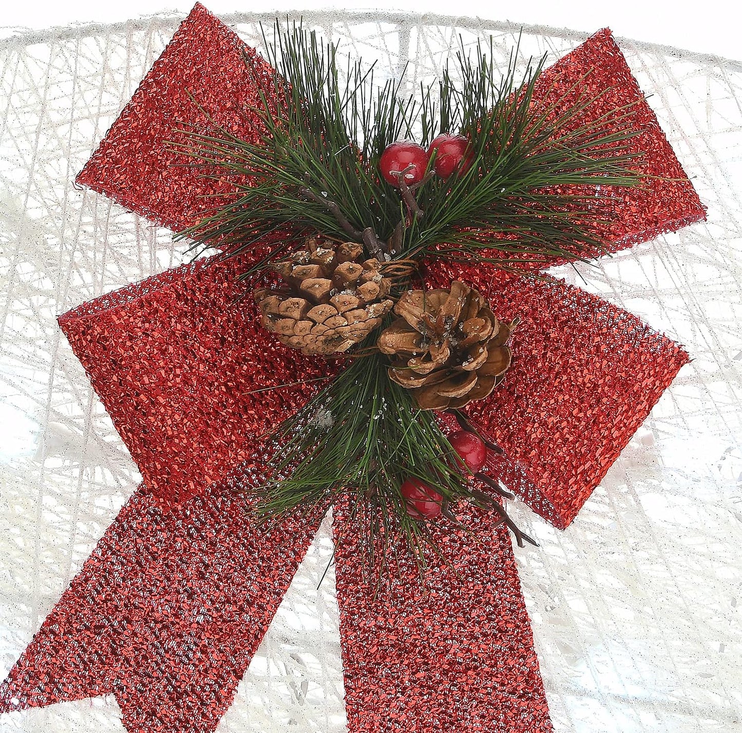 National Tree Company Prelit 48" White & Gold Sisal Reindeer and 24" Sleigh Outdoor Christmas Holiday Yard Decoration with 140 Cool White LED Lights