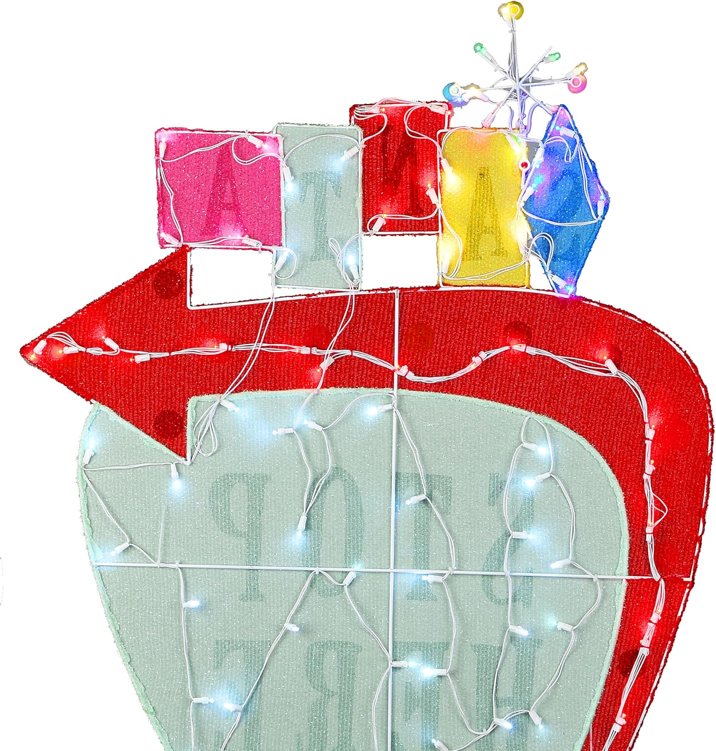 National Tree Company, Pre-Lit Christmas Sign Vintage Vegas Santa Sign, with Warm White LED Lights, Plug in, 50 in