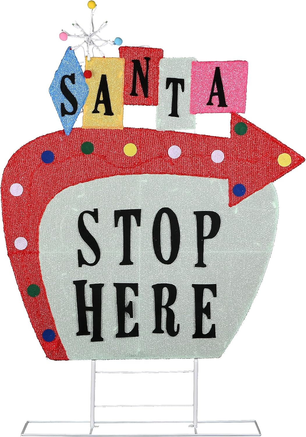 National Tree Company, Pre-Lit Christmas Sign Vintage Vegas Santa Sign, with Warm White LED Lights, Plug in, 50 in