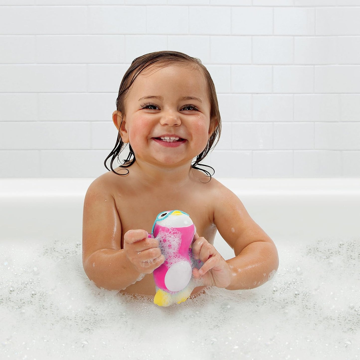 Set of #3 Munchkin Wind Up Swimming Penguin Baby  Bath Toy, Pink