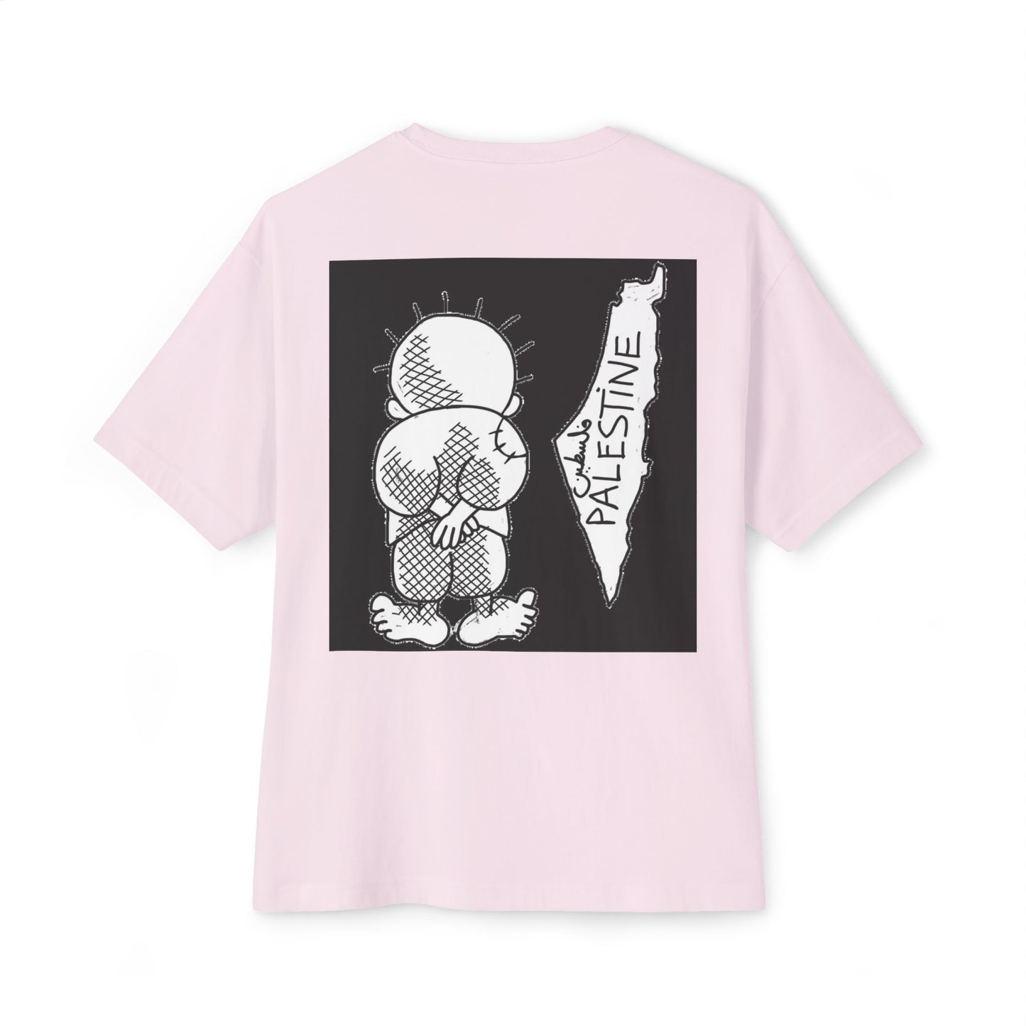 Unisex Oversized Boxy Tee with Palestine Design, Casual Streetwear, Comfortable Everyday Wear, Unique Graphic Tee, Gift for Activists