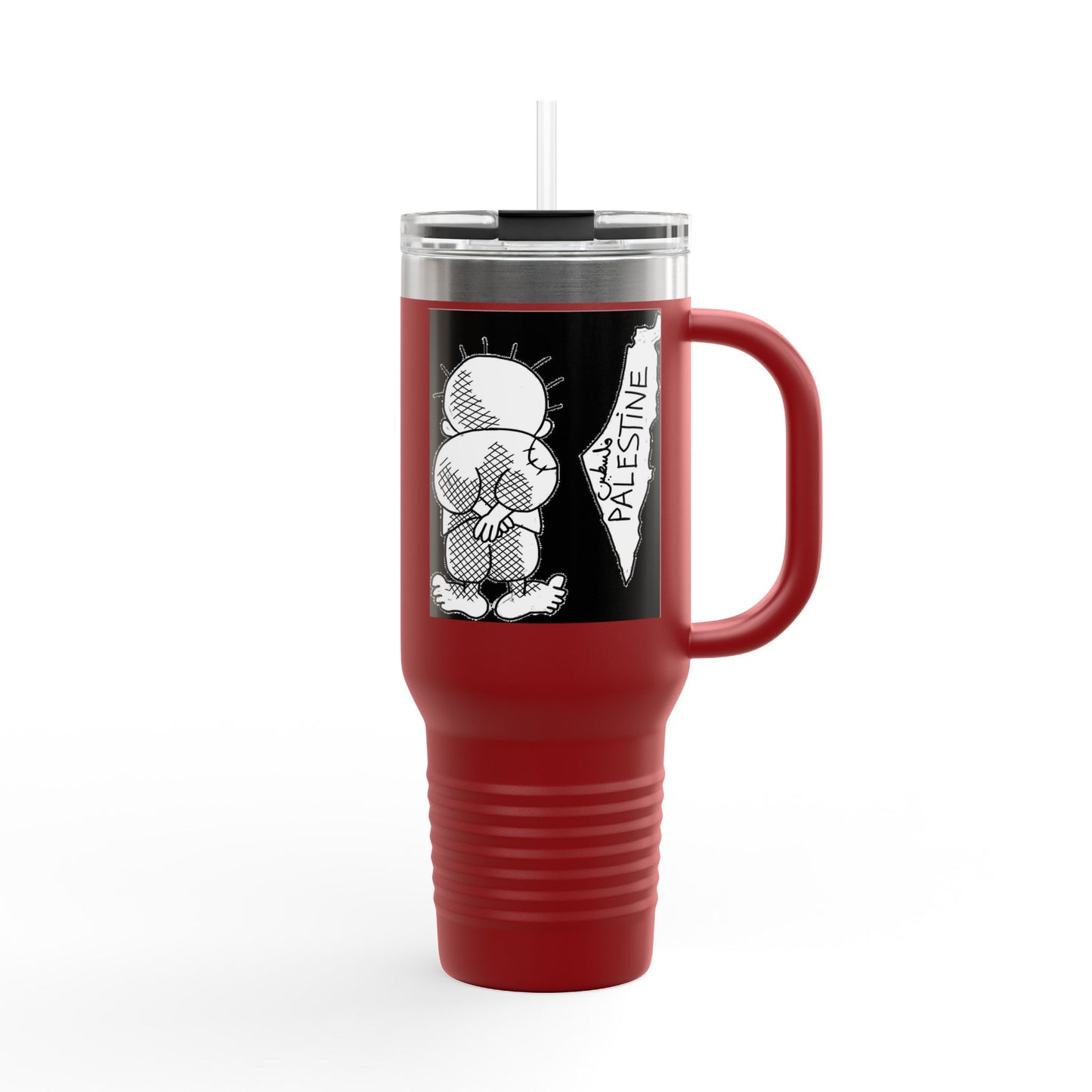 Handala and Historic Palestine Map Resistance Travel Mug (40oz)