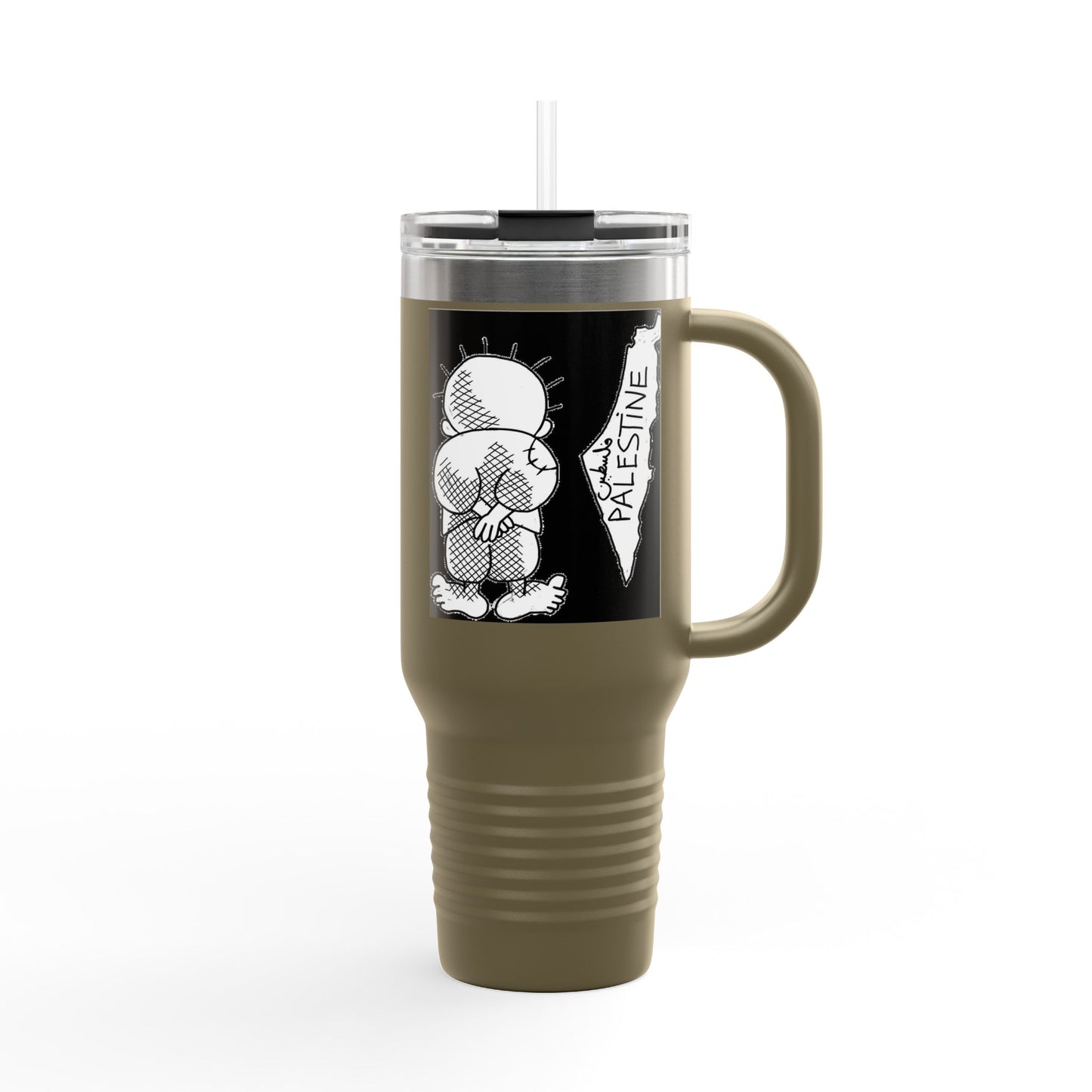 Handala and Historic Palestine Map Resistance Travel Mug (40oz)