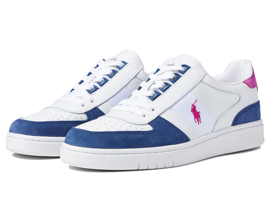 POLO RALPH LAUREN Court Low-Top Sneaker White/Light Navy/Vivid Pink 9.5 D (M)