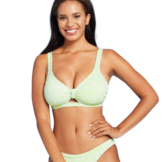Xhilaration Juniors' Ribbed Knot-Front Bralette Bikini Top