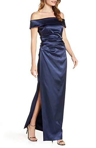 Vince Camuto Off-Shoulder Ruched-Waist Gown Navy