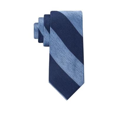 Tommy Hilfiger Mens Necktie Navy Blue Herringbone Stripe Tie