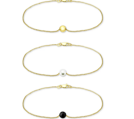Giani Bernini 3-Pc. Set Onyx & Freshwater Pearl Bead Chain Bracelets
