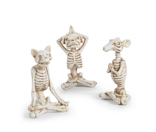 Holiday Lane Halloween Set of Three Yoga Skeletons, Created for Macys