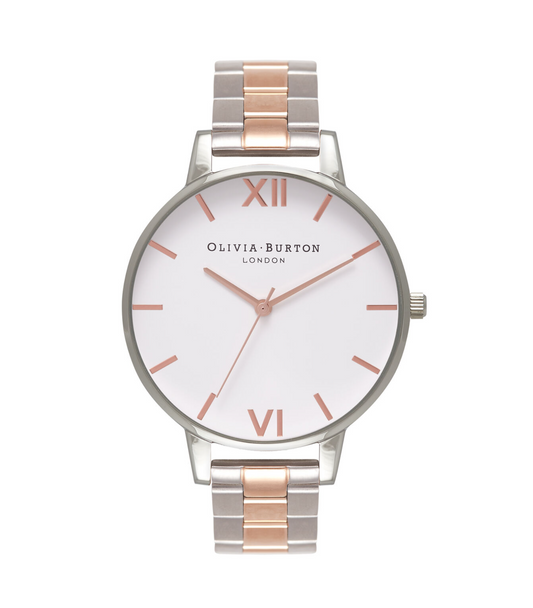 OLIVIA BURTON Silver and Rose Gold Women's Watch, 38mm