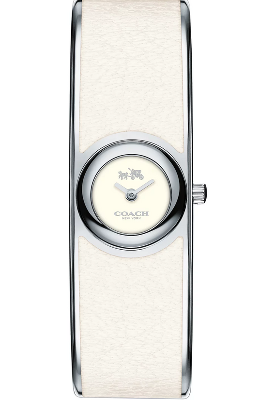 COACH Women's Scout Chalk Leather-Inset Stainless Steel Bangle Bracelet Watch 18mm 14502740