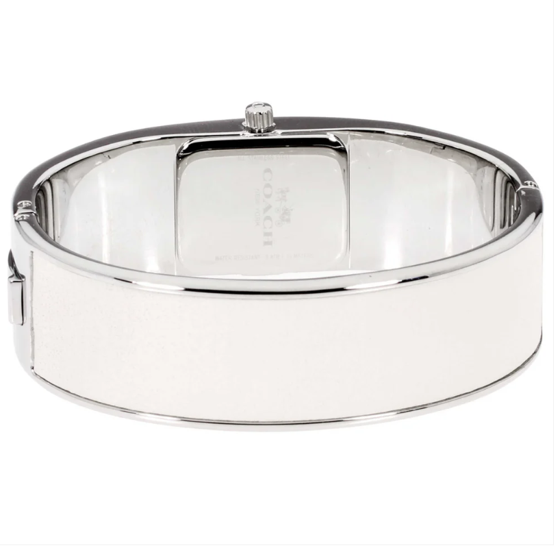 COACH Women's Scout Chalk Leather-Inset Stainless Steel Bangle Bracelet Watch 18mm 14502740