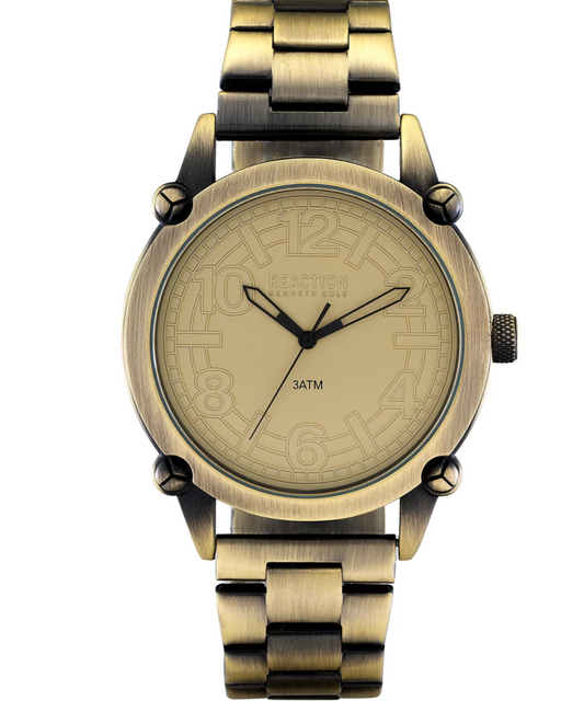 Kenneth Cole Reaction Sport Men's Antique Gold-Tone Bracelet Watch, 49MM