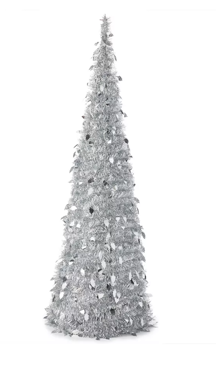 Holiday Lane Shine Bright 71 in Pop-Up Tinsel Tree LED Light-Up Decor, Created for Macy's.