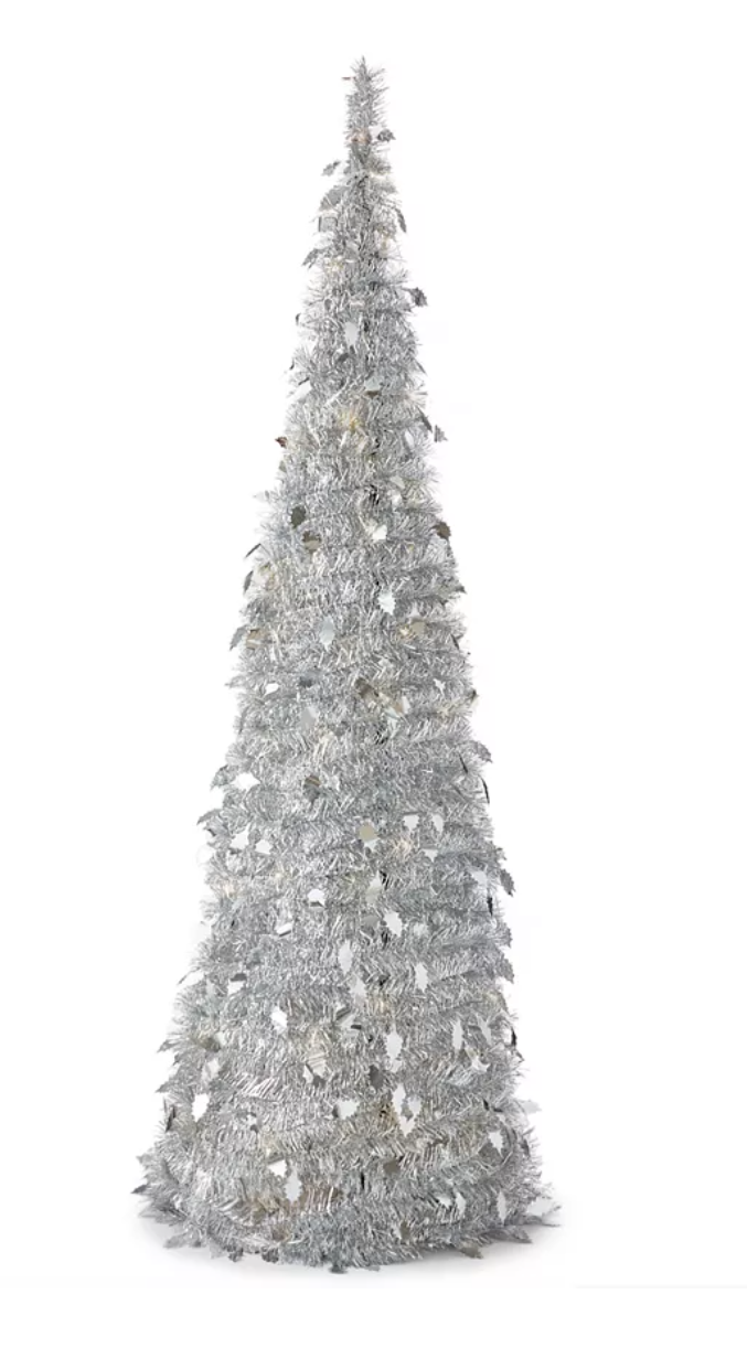 Holiday Lane Shine Bright 71 in Pop-Up Tinsel Tree LED Light-Up Decor, Created for Macy's.