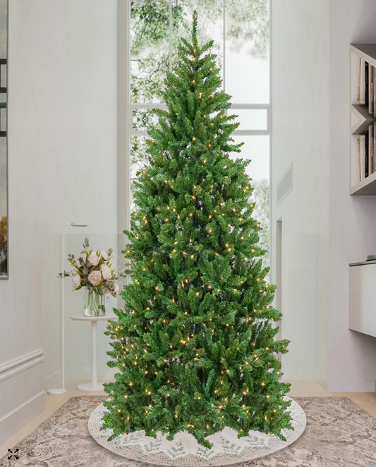 National Tree Company 7.5' Pre-Lit Artificial Chesterfield Spruce Hinged Tree, 600 Clear Lights- UL