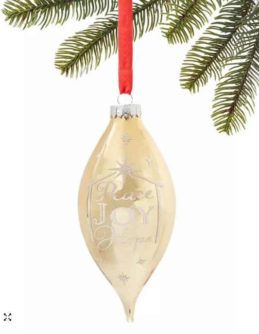 Holiday Lane Blessed Peace, Joy, Hope Drop Ornament
