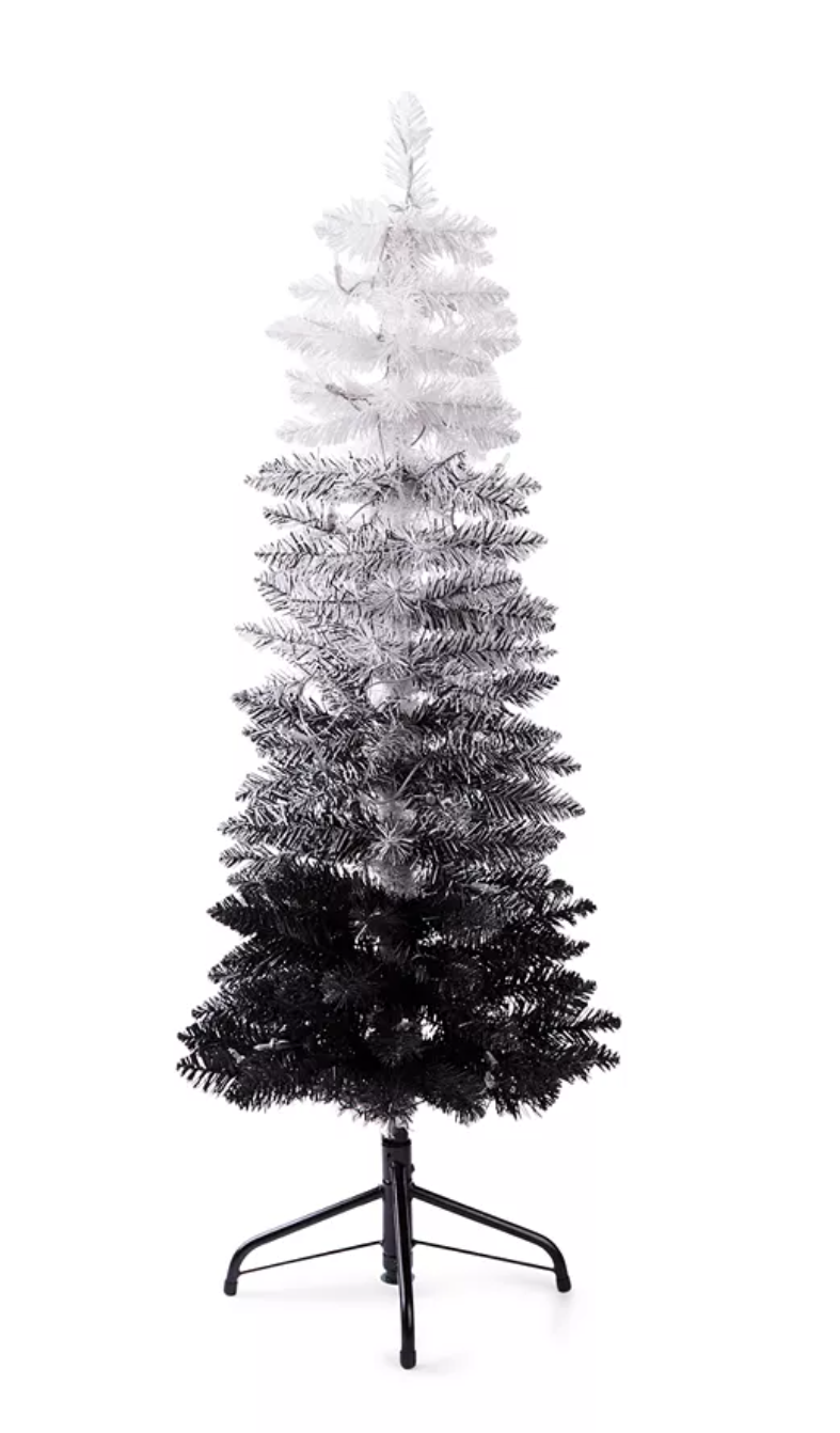Holiday Lane Black &amp; White Flocked 4ft Pencil Tree