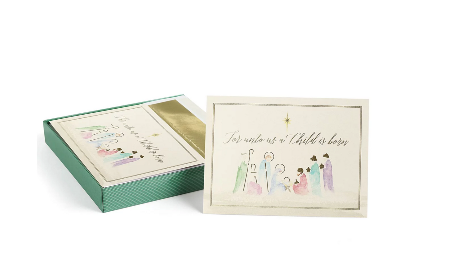 Masterpiece Studios Watercolor Nativity Holiday Set of 18 Boxed Cards