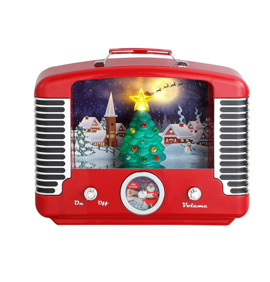 Mr. Christmas 12″ Nostalgic Tree Radio – Red | Vintage Holiday Decoration with Lights & Music