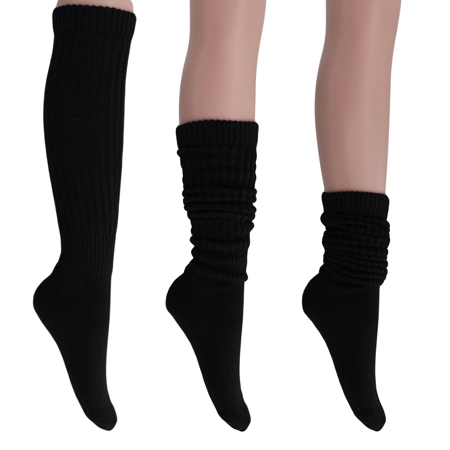 Women's Slouch Socks – Soft Cotton Scrunch Socks, Retro Knee-High Boot Socks for Casual Wear & Comfort (6 Pairs)