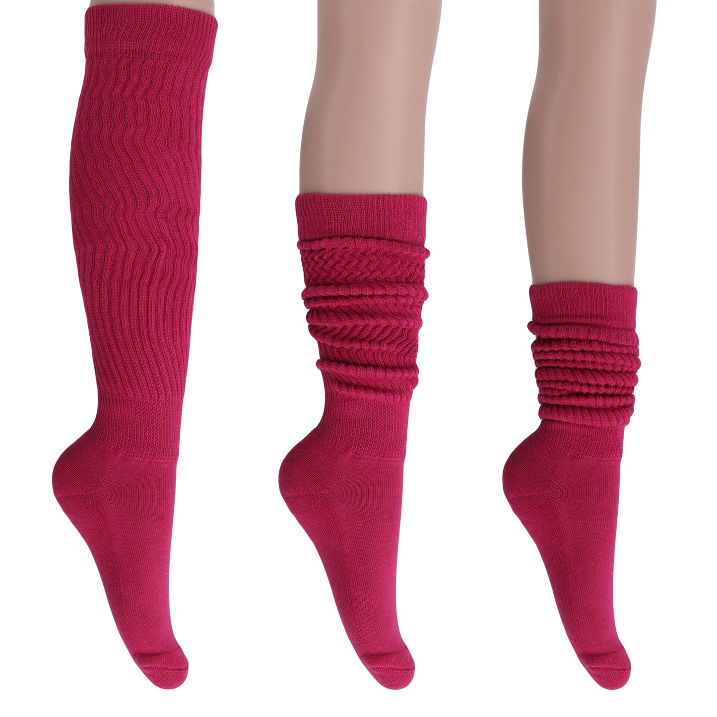 Women's Slouch Socks – Soft Cotton Scrunch Socks, Retro Knee-High Boot Socks for Casual Wear & Comfort (6 Pairs)